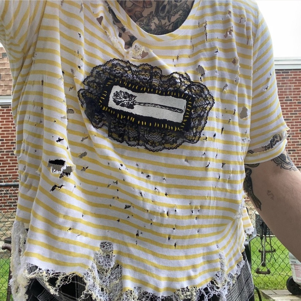 Up cycled distressed T shirt